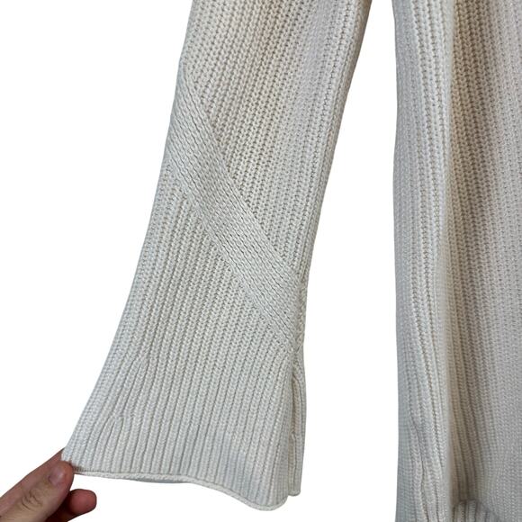 Loft Cream Tight Knit Open Relaxed Cardigan Sweater Womens XS Petite Fisherman - Picture 9 of 14